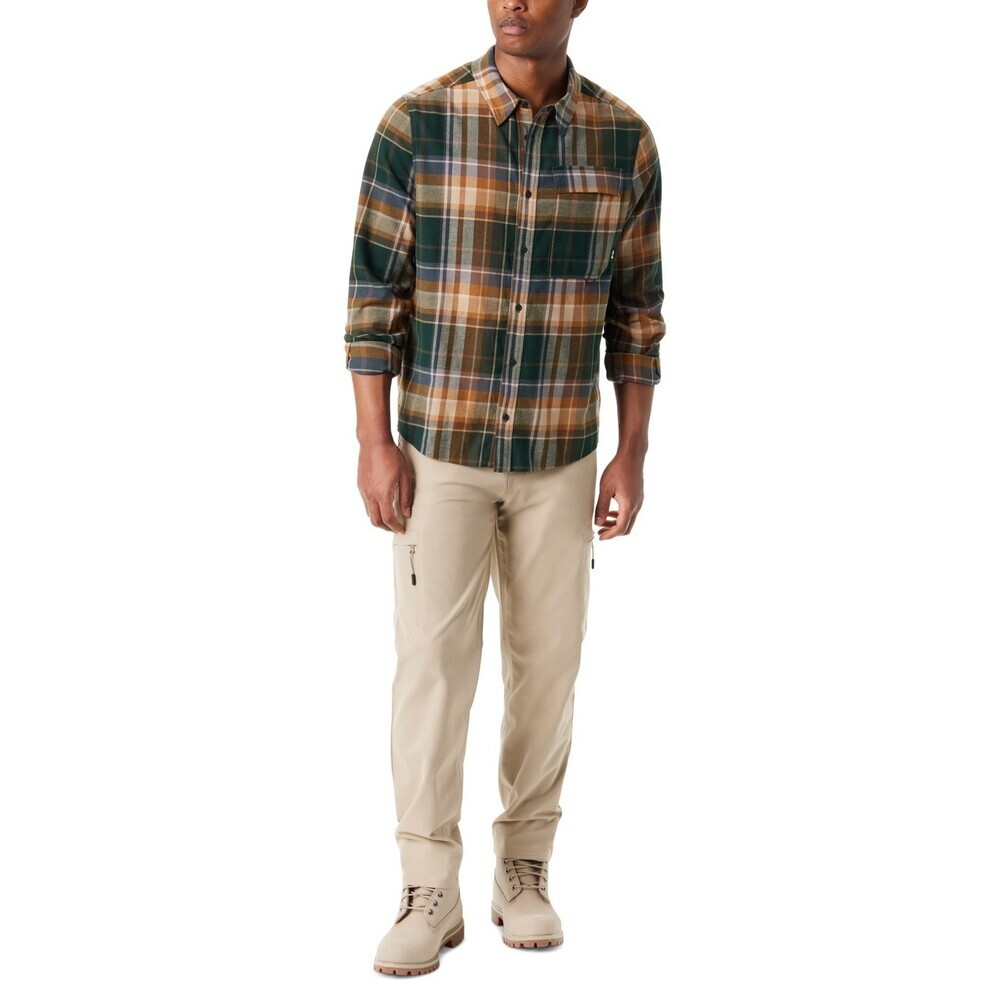 Bass Outdoor Shirt Men's XL Multi Plaid Flannel Classic Fit Button Front UPS494
